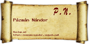Pázmán Nándor névjegykártya